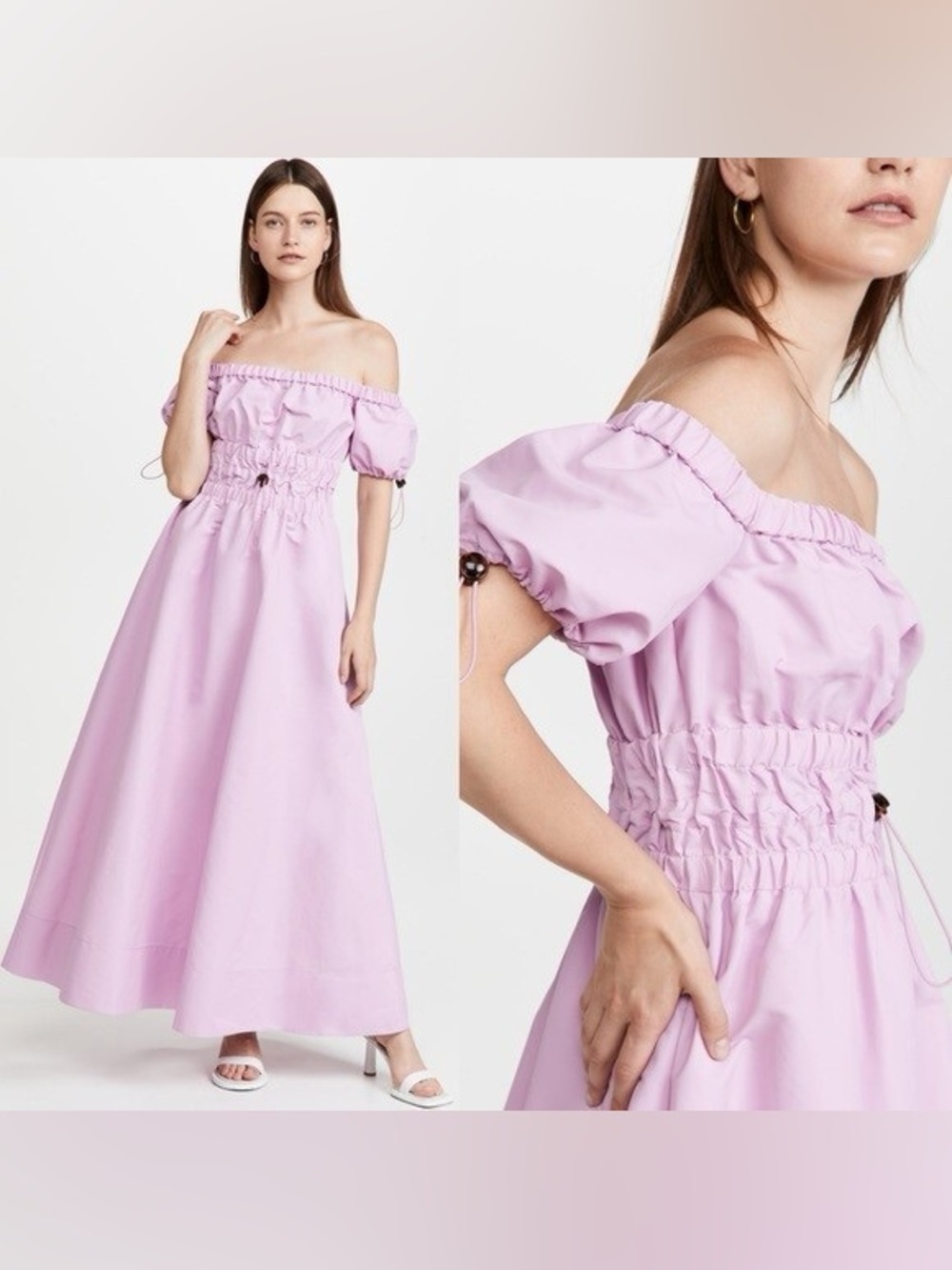 STAUD Lavender Off-Shoulder Smocked Maxi Dress | REVOLVE | NWT